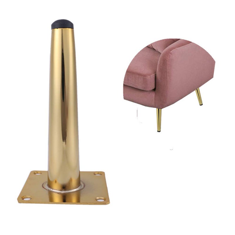 Osring 4 Inch Furniture Table Legs Golden, Steel Round Tapered Modern Sofa Feet, Straight Metal Furniture Legs Hardware for Cabinet and Couch, 4 Pack - Image 4